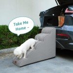 COZY KISS Dog Stairs for High Bed 22.6" H, Small Pet Steps with Leakproof Cover, High Density Foam Cat Ramp for Bed, Car or Couch, Lightweight, Durable, Comfort, 15.7x33x22.6 inch, 5 Tiers, Grey