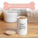Park Life Designs - Ceramic Pet Treat Jar with Airtight Lid for Dogs, Cats, Puppies and More, Chic Kitchen Countertop Container for Cookies, Biscuits and Treats (Descript, Live Love Woof, 1 Qt)