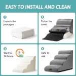 COZY KISS Dog Stairs for High Bed 22.6" H, Small Pet Steps with Leakproof Cover, High Density Foam Cat Ramp for Bed, Car or Couch, Lightweight, Durable, Comfort, 15.7x33x22.6 inch, 5 Tiers, Grey
