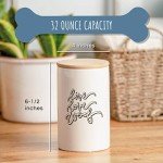 Park Life Designs - Ceramic Pet Treat Jar with Airtight Lid for Dogs, Cats, Puppies and More, Chic Kitchen Countertop Container for Cookies, Biscuits and Treats (Descript, Live Love Woof, 1 Qt)