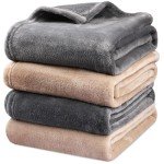 Onarway Dog Blanket Washable for Puppy: 4 Packs Dog Blankets 40”x28” - Fluffy Soft Small Throw for Cat Puppy Kitten Dogs - Fleece Pet Blankets for Bed Sofa Car and Indoor - Grey and Khaki