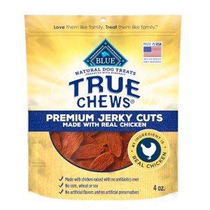 Blue Buffalo True Chews Premium Jerky Cuts Dog Treats, Made in the USA with Natural Ingredients and No Antibiotics Ever, Chicken, 4-oz. Bag