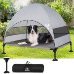 Elevated Outdoor Dog Bed with Canopy, Raised Dog Cot with Stable 360°Adjustable Feet, Dog Camping Bed with Larger Shade, Lifted Dog Tent Bed with Canopy for Outside Camping, Backyard, Patio & Park