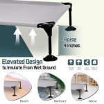 Elevated Outdoor Dog Bed with Canopy, Raised Dog Cot with Stable 360°Adjustable Feet, Dog Camping Bed with Larger Shade, Lifted Dog Tent Bed with Canopy for Outside Camping, Backyard, Patio & Park