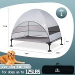 Elevated Outdoor Dog Bed with Canopy, Raised Dog Cot with Stable 360°Adjustable Feet, Dog Camping Bed with Larger Shade, Lifted Dog Tent Bed with Canopy for Outside Camping, Backyard, Patio & Park