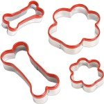 4 Pcs Dog Bone and Dog Paw Cookie Cutters, Dog Treats Cookie Cutter, Dog Bone Shapes Cutters, Homemade Dog Biscuit Treats Cutters, Coated with Soft PVC for Protection