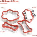 4 Pcs Dog Bone and Dog Paw Cookie Cutters, Dog Treats Cookie Cutter, Dog Bone Shapes Cutters, Homemade Dog Biscuit Treats Cutters, Coated with Soft PVC for Protection
