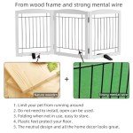 Dog Fence Indoor - 3-Panel Freestanding Dog Gate for Doorways, Hallways, House or Stairs -60x24-Inch Retractable Foldable Expandable Wood Dog Pet by SFJC (White) ﻿