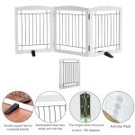 Dog Fence Indoor - 3-Panel Freestanding Dog Gate for Doorways, Hallways, House or Stairs -60x24-Inch Retractable Foldable Expandable Wood Dog Pet by SFJC (White) ﻿