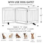 Dog Fence Indoor - 3-Panel Freestanding Dog Gate for Doorways, Hallways, House or Stairs -60x24-Inch Retractable Foldable Expandable Wood Dog Pet by SFJC (White) ﻿
