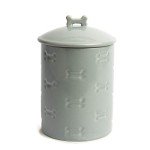 Park Life Designs - Ceramic Pet Treat Jar with Airtight Lid for Dogs, Cats, Puppies and More, Chic Kitchen Countertop Container for Cookies, Biscuits and Treats (Manor, Grey, 1.4 Qt)