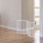 Pet Gate - 3-Panel Indoor Foldable Dog Fence for Stairs, Hallways or Doorways - 54x24-Inch Retractable Wood Freestanding Dog Gates by PETMAKER (White)