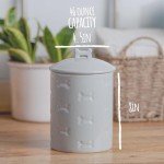 Park Life Designs - Ceramic Pet Treat Jar with Airtight Lid for Dogs, Cats, Puppies and More, Chic Kitchen Countertop Container for Cookies, Biscuits and Treats (Manor, Grey, 1.4 Qt)