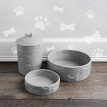 Park Life Designs - Ceramic Pet Treat Jar with Airtight Lid for Dogs, Cats, Puppies and More, Chic Kitchen Countertop Container for Cookies, Biscuits and Treats (Manor, Grey, 1.4 Qt)