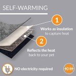 K&H PET PRODUCTS Self-Warming Cat Bed Pad, Self-Heating Thermal Cat and Dog Bed Mat, Cat Warmer Mat for Feral and Indoor Cats, Gray/ Black 21 X 17 Inches