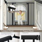 COMOMY 36" Extra Tall Baby Gate for Stairs Doorways, Fits Openings 29.5" to 48.8" Wide, Auto Close Extra Wide Dog Gate for House, Pressure Mounted Easy Walk Through Pet Gate with Door, Black