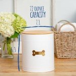 Park Life Designs - Metal Pet Treat Jar with Airtight Lid for Dogs, Cats, Puppies and More, Chic Kitchen Countertop Container for Cookies, Biscuits and Treats (Hector, White, 2.25 Qt)