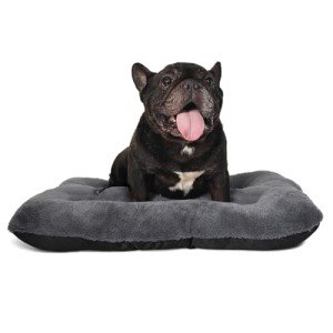 24 inch Dog Bed for Crate Washable Extra Soft Small Dog Bed Pillow with Zipper fit Small Breed Pets,Crate pad 24 x 18 inch with Anti-Slip Bottom Helps Ease Pet Anxiety,Dark Gray