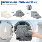 Dog Stairs for Small Dogs - High Density Foam Dog Ramp, Extra Wide Pet Steps with Non-Slip Bottom for High Beds, Couche and Sofa, Best for Dogs Injured, Older Dogs Cats (Grey, 3 Steps)