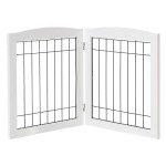 LZRS Dog Gate Indoor Wood Freestanding - Pet Gate Foldable Wooden Dog Gate for Doorways, Stairs and Hallways, White, 24" Height-2 Panels