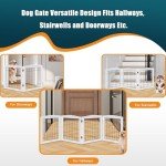 LZRS Dog Gate Indoor Wood Freestanding - Pet Gate Foldable Wooden Dog Gate for Doorways, Stairs and Hallways, White, 24" Height-2 Panels