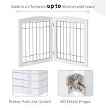 LZRS Dog Gate Indoor Wood Freestanding - Pet Gate Foldable Wooden Dog Gate for Doorways, Stairs and Hallways, White, 24" Height-2 Panels