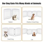 LZRS Dog Gate Indoor Wood Freestanding - Pet Gate Foldable Wooden Dog Gate for Doorways, Stairs and Hallways, White, 24" Height-2 Panels