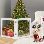 LZRS Dog Gate Indoor Wood Freestanding - Pet Gate Foldable Wooden Dog Gate for Doorways, Stairs and Hallways, White, 24" Height-2 Panels