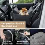 Lesure Small Dog Car Seat for Small Dogs - Waterproof Dog Booster Seat for Car with Storage Pockets and Clip-On Safety Leash and Thickened Memory Foam Filling, Pet Travel Carrier Bed Slate Grey
