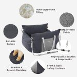 Lesure Small Dog Car Seat for Small Dogs - Waterproof Dog Booster Seat for Car with Storage Pockets and Clip-On Safety Leash and Thickened Memory Foam Filling, Pet Travel Carrier Bed Slate Grey