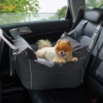 Lesure Small Dog Car Seat for Small Dogs - Waterproof Dog Booster Seat for Car with Storage Pockets and Clip-On Safety Leash and Thickened Memory Foam Filling, Pet Travel Carrier Bed Slate Grey