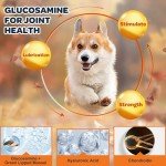 Glucosamine for Dogs, Joint Supplement for Dogs, Chondroitin, Omega-3, MSM, Hemp, Turmeric for Pain Relief, Dog Joint Supplement with Calcium for Bone Health, 120 Chicken Flavored Crunchy Chews