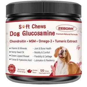 Glucosamine for Dogs, Joint Supplement for Dogs with Chondroitin, MSM, Omega-3, Turmeric and Vitamins for Pain Relief, Dog Joint Supplement with Calcium and Phosphorus for Bone Health, 120 Soft Chews