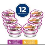 Hill's Science Diet Small & Mini, Adult 1-6, Small & Mini Breeds Premium Nutrition, Wet Dog Food, Variety Case: Chicken & Vegetables; Salmon & Vegetables Stew, 3.5 oz Tray Variety Case, Case of 12
