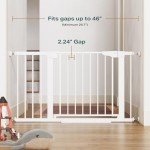 Cumbor 29.7-46" Baby Gate for Stairs, Mom's Choice Awards Winner-Auto Close Dog Gate for the House, Easy Install Pressure Mounted Pet Gates for Doorways, Easy Walk Thru Wide Safety Gate for Dog, White