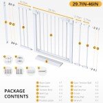 Cumbor 29.7-46" Baby Gate for Stairs, Mom's Choice Awards Winner-Auto Close Dog Gate for the House, Easy Install Pressure Mounted Pet Gates for Doorways, Easy Walk Thru Wide Safety Gate for Dog, White