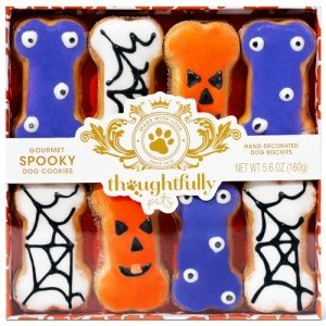 Thoughtfully Pets, Halloween Dog Cookies Gift Set, Crunchy Peanut Butter Dog Treats, Includes Hand Decorated, Spooky Themed Dog Biscuits, Set of 8