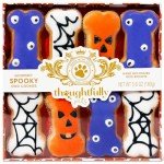 Thoughtfully Pets, Halloween Dog Cookies Gift Set, Crunchy Peanut Butter Dog Treats, Includes Hand Decorated, Spooky Themed Dog Biscuits, Set of 8