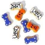 Thoughtfully Pets, Halloween Dog Cookies Gift Set, Crunchy Peanut Butter Dog Treats, Includes Hand Decorated, Spooky Themed Dog Biscuits, Set of 8