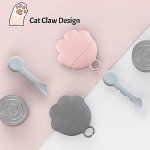 Trumoon Pet Food Can Cover Lids and Spoon Kit, Silicone Lid with Canning Spoon for Cat/Dog Cans. Pet Can Lid with Pet Can Opener for Wet Food Cans(2Can Lids & Spoons(Black&Pink))