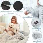 Murago Human Dog Bed for Adults, 75" Long Human Size Dog Bed, Washable, Waterproof, Extra Firm Orthopedic Design, Faux Fur [Light Grey]