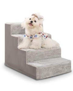 Dog Stairs for Small Dogs,17.5" H,4-Step Dog Steps for High Bed Couch and Sofa,Pet Stairs for Dogs and Cats Climbing with Non-Slip Bottom and Washable Cover,Light Grey