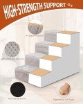 Dog Stairs for Small Dogs,17.5" H,4-Step Dog Steps for High Bed Couch and Sofa,Pet Stairs for Dogs and Cats Climbing with Non-Slip Bottom and Washable Cover,Light Grey