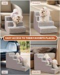 Dog Stairs for Small Dogs,17.5" H,4-Step Dog Steps for High Bed Couch and Sofa,Pet Stairs for Dogs and Cats Climbing with Non-Slip Bottom and Washable Cover,Light Grey