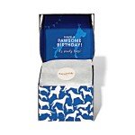 Thoughtfully Pets, Dog Happy Birthday Mini Cookie Cake, Blue, Peanut Butter Flavored, Hand Decorated Hollow Biscuit Cake for All Dog Breeds