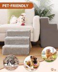 Dog Stairs for Small Dogs,17.5" H,4-Step Dog Steps for High Bed Couch and Sofa,Pet Stairs for Dogs and Cats Climbing with Non-Slip Bottom and Washable Cover,Light Grey