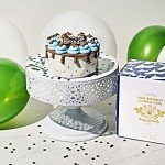 Thoughtfully Pets, Dog Happy Birthday Mini Cookie Cake, Blue, Peanut Butter Flavored, Hand Decorated Hollow Biscuit Cake for All Dog Breeds