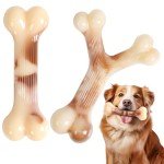 2 Pack Dog Chew Bones for Aggressive Chewers, Tough Nylon Long-Lasting Dog Toys for Large and Medium Dogs, Puppy Teething, Teeth Cleaning, Interactive Durable Chew Toys for Boredom and Anxiety Relief