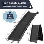 Epetlover 62 Inches Folding Dog Ramp for Cars Trucks SUVs Portable Pet Ramps for Large Dogs Non-Slip Stairs Step Ladder with Raised Siderails, Black