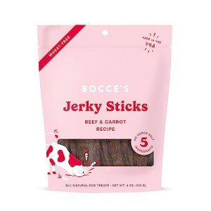 Bocce's Bakery Jerky Stick Dog Treats, Wheat-Free, Made with Limited-Ingredients, Baked in The USA with No Added Salt or Sugar, All-Naural & High-Protein, Beef & Carrot Recipe, 4 oz